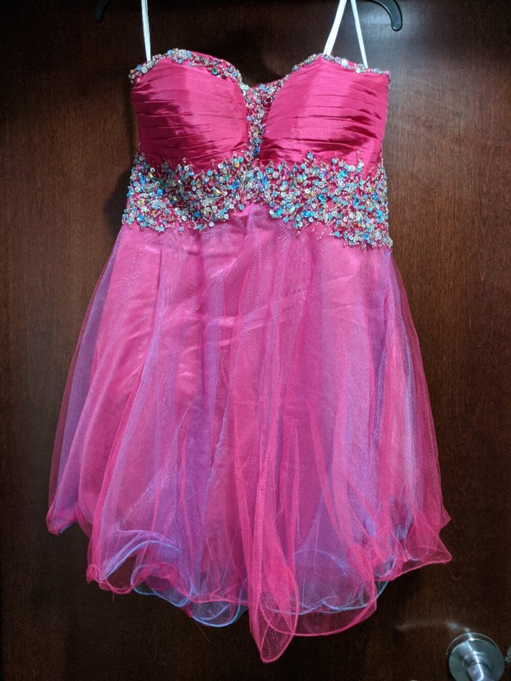 Mac Duggal 81395B Size 10 Fuchsia Prom Homecoming Cocktail Dress